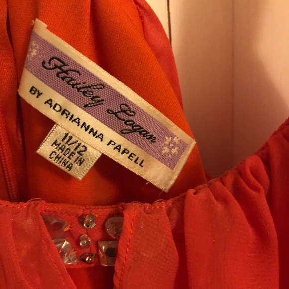 Hailey Logan Dress Vibrant Orange Backless with Rhinestone Straps - Picture 3 of 8